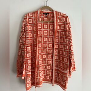 Maje Orange and White Floral Cardigan